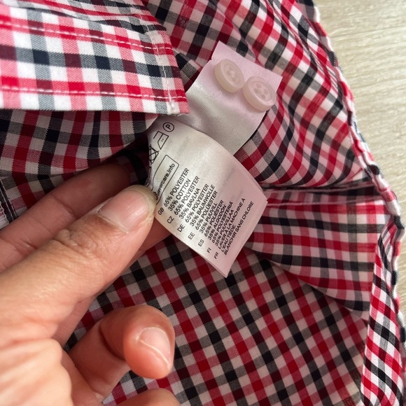 H & M Men's Button Up Shirt, Black, Red, White Plaid Size L - Picture 3 of 6